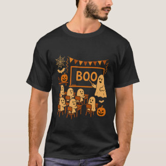 Halloween Geest Docent Leert Boe aan Student in T-shirt