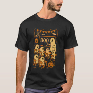 Halloween Geest Docent Leert Boe aan Student in T-shirt