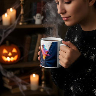 Halloween-geest door een ritsontwerp koffiemok