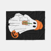 Halloween Geest Drinkende Koffie Geest Ijs Koffie Fleece Deken (Voorkant (Horizontaal))