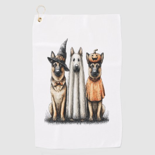 Halloween Geest Duitse Herdershond Golfhanddoek (Voorkant)