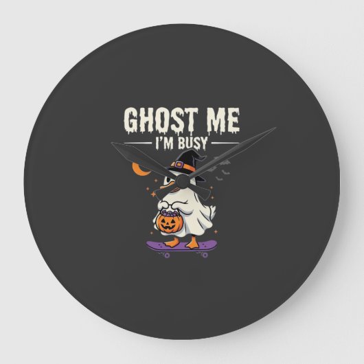 Halloween Geest Eend Skateboard Ontwerp_1 Grote Klok (Voorkant)