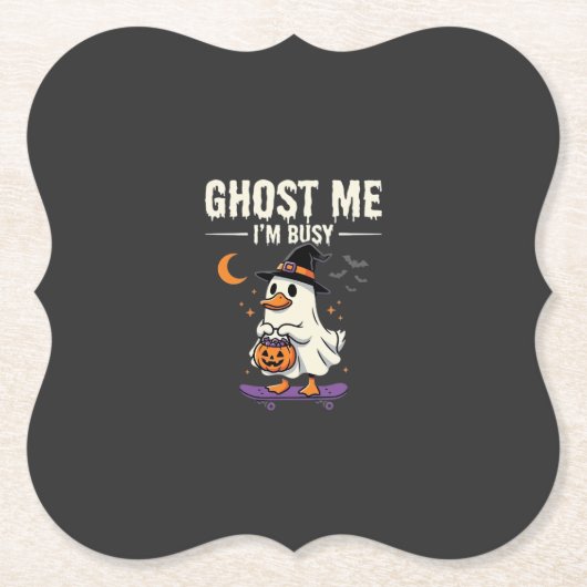 Halloween Geest Eend Skateboard Ontwerp_1 Kartonnen Onderzetters (Voorkant)