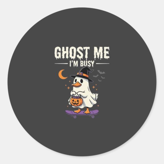 Halloween Geest Eend Skateboard Ontwerp_1 Ronde Sticker (Voorkant)
