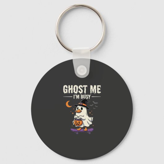Halloween Geest Eend Skateboard Ontwerp_1 Sleutelhanger (Voorkant)