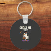 Halloween Geest Eend Skateboard Ontwerp_1 Sleutelhanger (Voorkant)