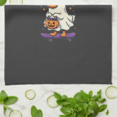 Halloween Geest Eend Skateboard Ontwerp_1 Theedoek (Gevouwen)