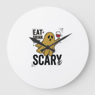 Halloween Geest Eet Drink En Wees Bang Vintage_1 Grote Klok