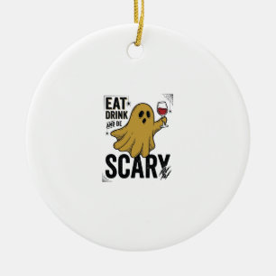 Halloween Geest Eet Drink En Wees Eng Vintage_1 Keramisch Ornament