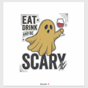 Halloween Geest Eet Drink En Wees Eng Vintage_1 Sticker