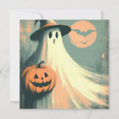 Halloween Geest en Jack-o'lantern Griezelig Kaart (Voorkant)