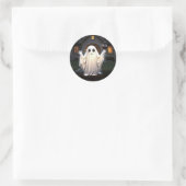 Halloween Geest en Wijn Ronde Sticker (Tas)