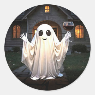 Halloween Geest en Wijn  Ronde Sticker