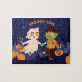 Halloween Geest en Zombie Schattig Legpuzzel (Horizontaal)