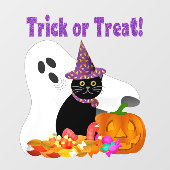 Halloween Geest en Zwarte Kat Raamsticker (Vel)
