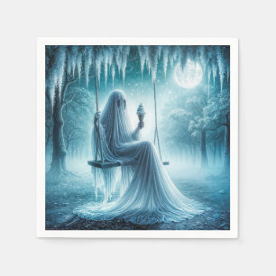 Halloween geest eten van een ijsje kegel servet