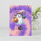Halloween Geest Feest Tie Dye Hand Getekend Kaart (Staand voorkant)