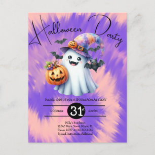 Halloween Geest Feest Tie Dye Hand Getekend  Uitnodiging Briefkaart