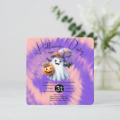 Halloween Geest Feest Tie-Dye Handgetekend Kaart (Staand voorkant)