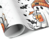 Halloween-geest geniet van herfstvibes cadeaupapier (Rol Hoek)