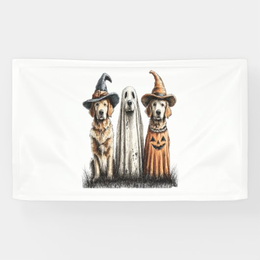 Halloween Geest Golden Retriever Hond Spandoek (Horizontaal)