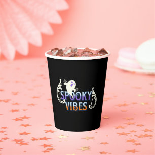 Halloween Geest Griezelige Sfeer Typografie Letter Papieren Bekers