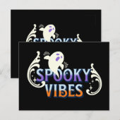 Halloween Geest Griezelige Vibes Typografie Letter Briefkaart (Voorkant / Achterkant)