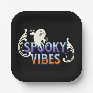 Halloween Geest Griezelige Vibes Typografie Letter Papieren Bordje