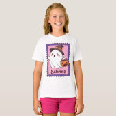 Halloween Geest Heks Naam Stempel T-shirt (Voorkant volledig)