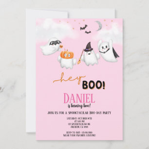 Halloween Geest Hey Boo Verjaardagsfeestje Kaart