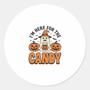 Halloween Geest Hier Voor De Snoepjes Schattig Vin Ronde Sticker