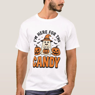 Halloween Geest Hier Voor De Snoepjes Schattig Vin T-shirt