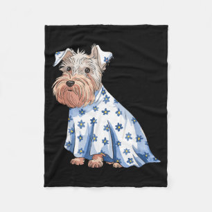 Halloween Geest Hond Met Bloemen Grappige Hallowee Fleece Deken
