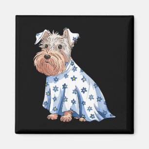 Halloween Geest Hond Met Bloemen Grappige Hallowee Magneet