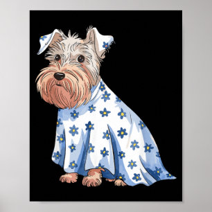 Halloween Geest Hond Met Bloemen Grappige Hallowee Poster