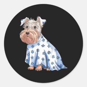Halloween Geest Hond Met Bloemen Grappige Hallowee Ronde Sticker