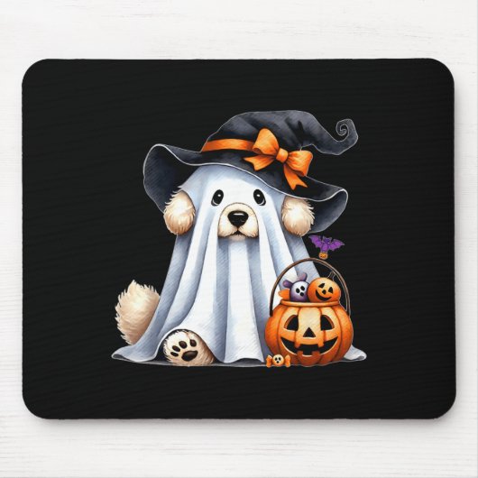 Halloween Geest Hond Muismat (Voorkant)
