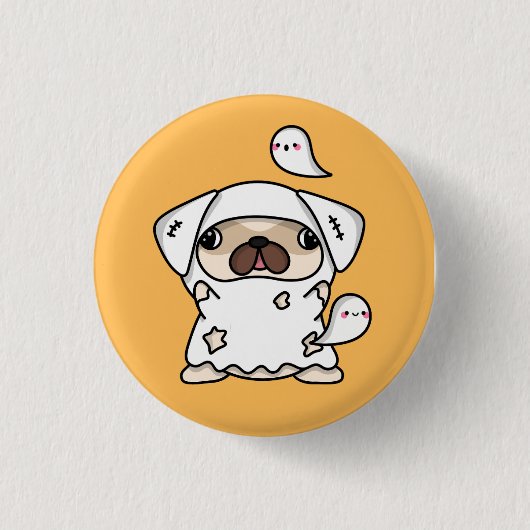 Halloween Geest Hond Ronde Button 3,2 Cm (Voorkant)