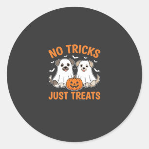 Halloween Geest Honden Geen Streken Alleen Snoepje Ronde Sticker