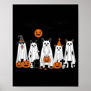 Halloween Geest Honden Mooie Pompoen Cartoon Ontwe Poster