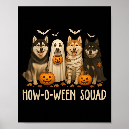 Halloween Geest Husky Hond Moeder Husky Liefhebber Poster (Voorkant)