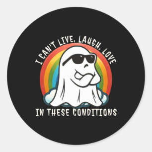 Halloween geest Ik kan niet leven Lachen Liefde in Ronde Sticker