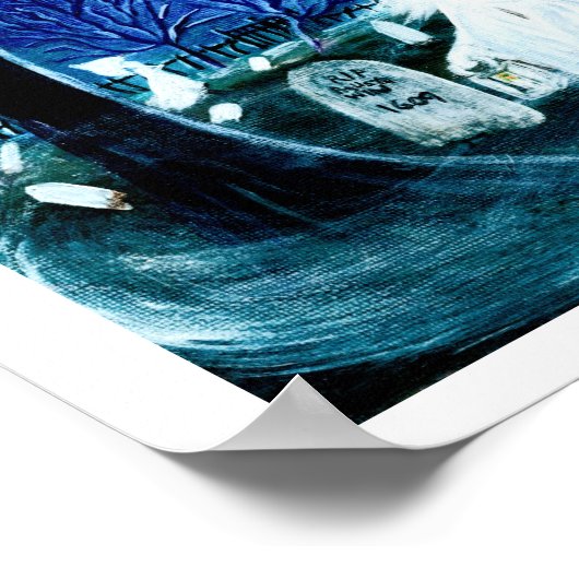 Halloween geest in een begraafplaats 'Up after Flo Poster (Hoek)