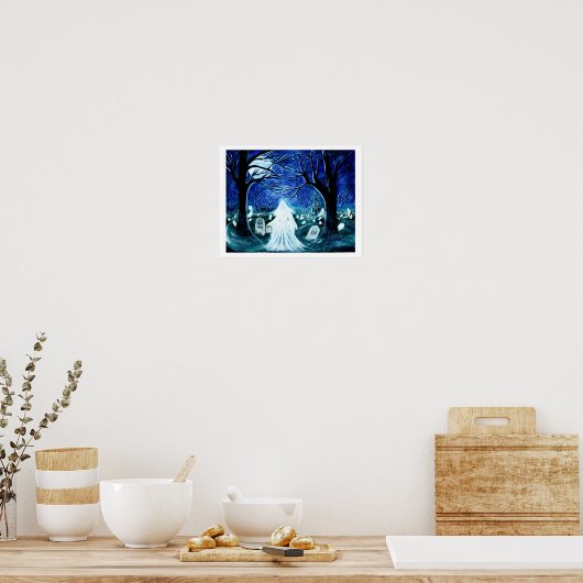 Halloween geest in een begraafplaats 'Up after Flo Poster (Keuken)