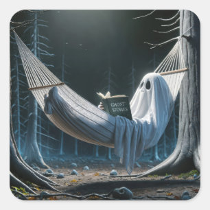 Halloween Geest in een Hangmat Vierkante Sticker