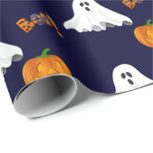 Halloween Geest Jack O' Lantern Patroon Cadeaupapier (Rol Hoek)