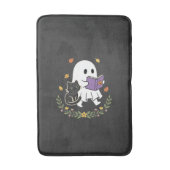Halloween Geest Kat Leest Boek Bloem Ontwerp_1 Badmat (Voorkant Verticaal)