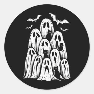 Halloween Geest Kat Liefhebber Herfst Griezelige S Ronde Sticker