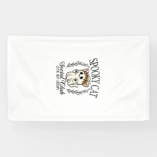 Halloween Geest Kat Sociale Club Retro Griezelen S Spandoek