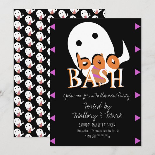 Halloween Geest Kleding Feest Boo Bash Uitnodiging (Voorkant / Achterkant)